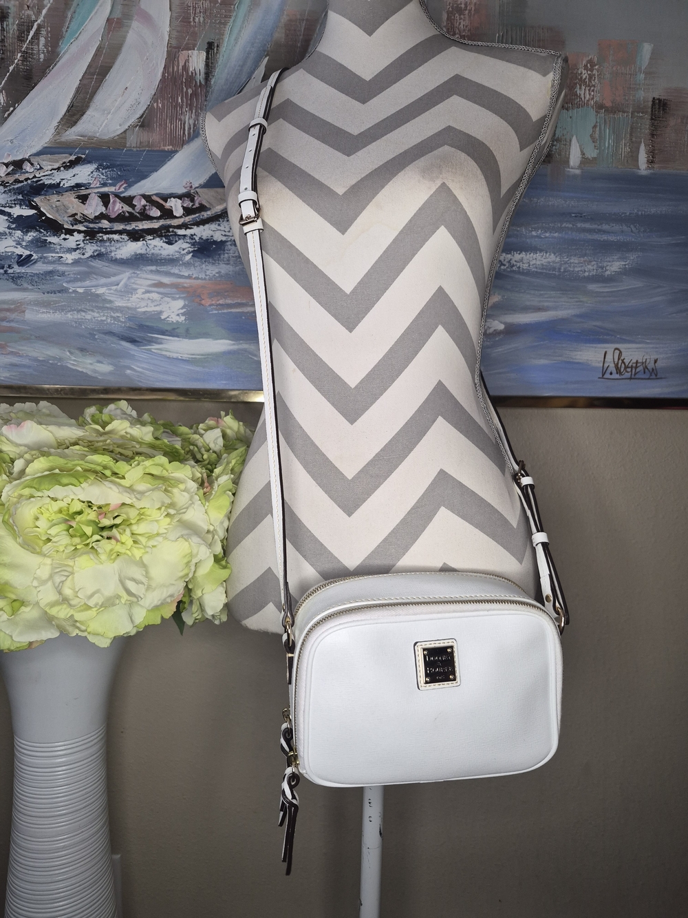 Dooney & Bourke White Leather Crossbody Bag